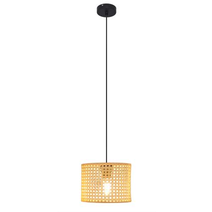 Пендел ALBA 1xE27/15W/230V Ø 20 cm ратан/черен