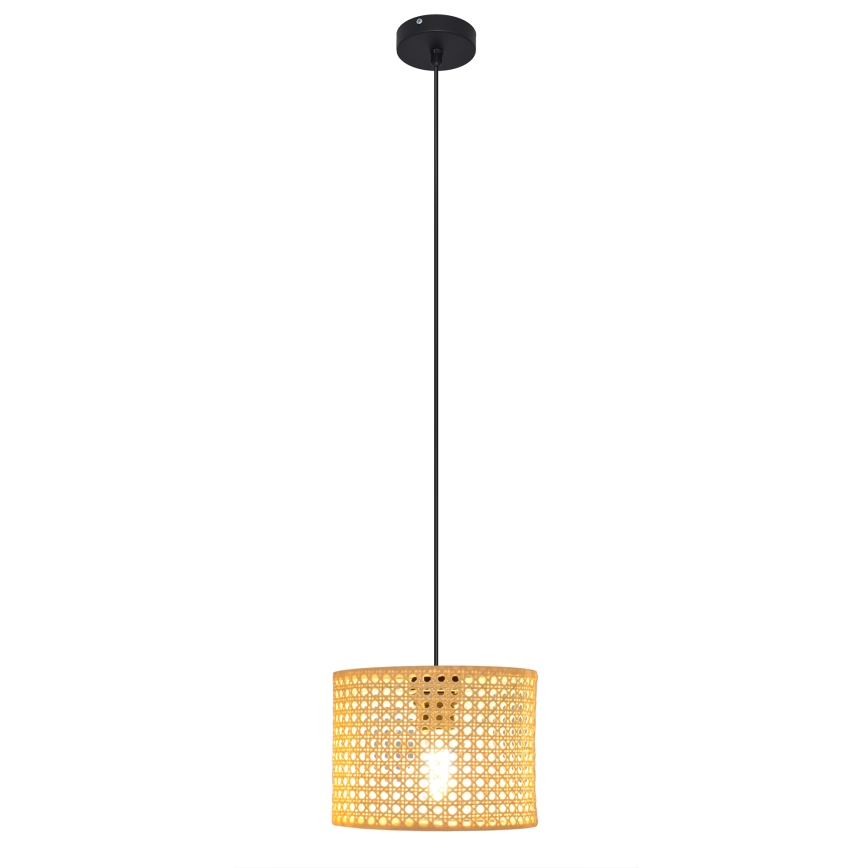 Пендел ALBA 1xE27/15W/230V Ø 20 cm ратан/черен