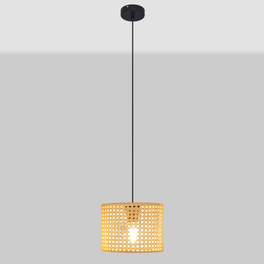 Пендел ALBA 1xE27/15W/230V Ø 20 cm ратан/черен