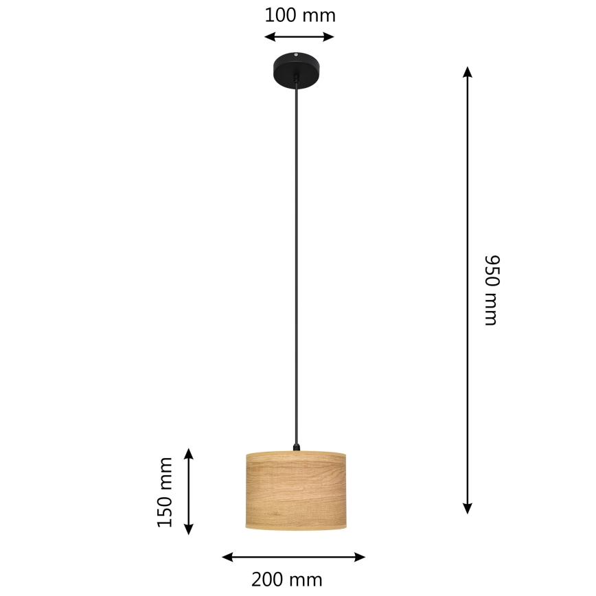 Пендел ALBA 1xE27/15W/230V Ø 20 cm кафява/черна