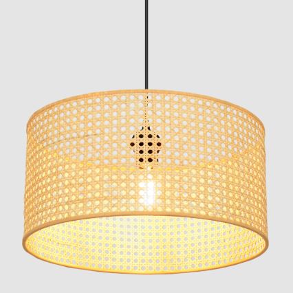 Пендел ALBA 1xE27/15W/230V Ø 40 cm ратан/черен