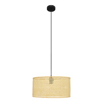 Пендел ALBA 1xE27/15W/230V Ø 40 cm ратан/черен
