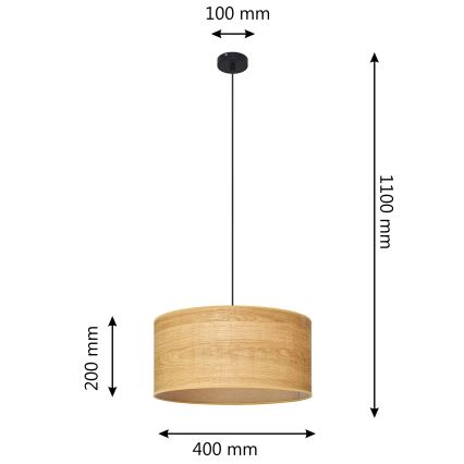 Пендел ALBA 1xE27/15W/230V Ø 40 cm кафява/черна