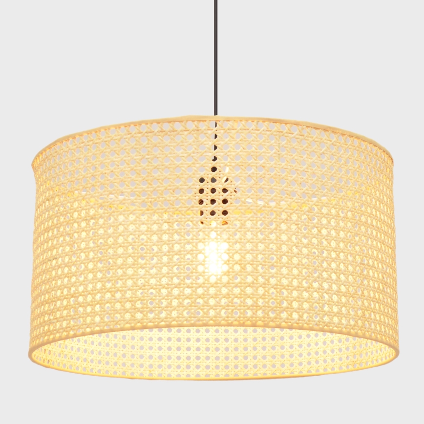 Пендел ALBA 1xE27/15W/230V Ø 45 cm ратан/черен