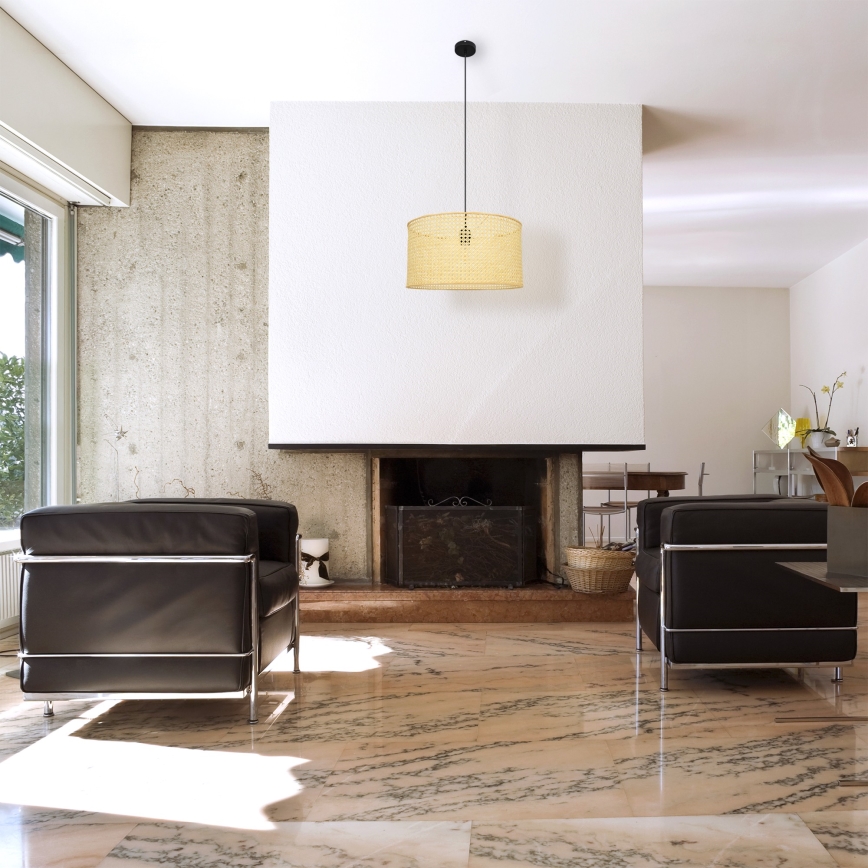 Пендел ALBA 1xE27/15W/230V Ø 45 cm ратан/черен