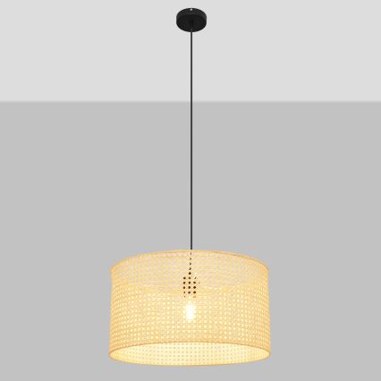 Пендел ALBA 1xE27/15W/230V Ø 45 cm ратан/черен