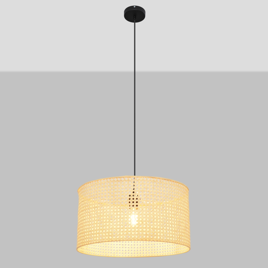 Пендел ALBA 1xE27/15W/230V Ø 45 cm ратан/черен