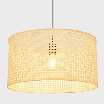 Пендел ALBA 1xE27/15W/230V Ø 45 cm ратан/черен