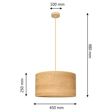 Пендел ALBA 1xE27/15W/230V Ø 45 см кафяв