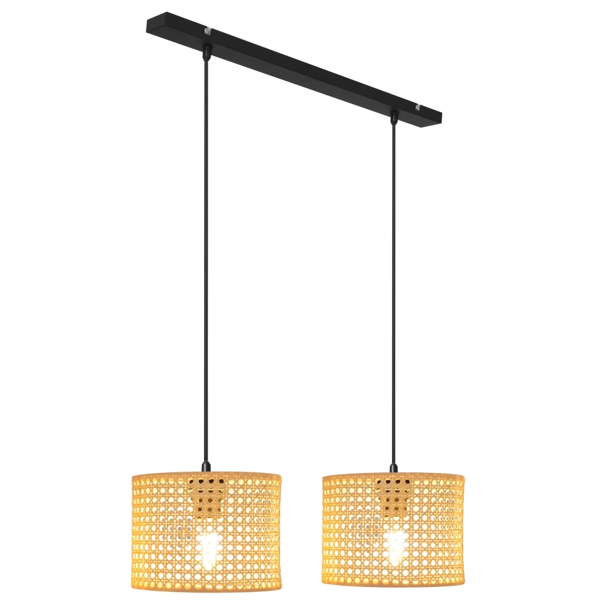 Пендел ALBA 2xE27/15W/230V ратан/черен