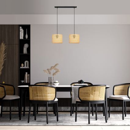 Пендел ALBA 2xE27/15W/230V ратан/черен