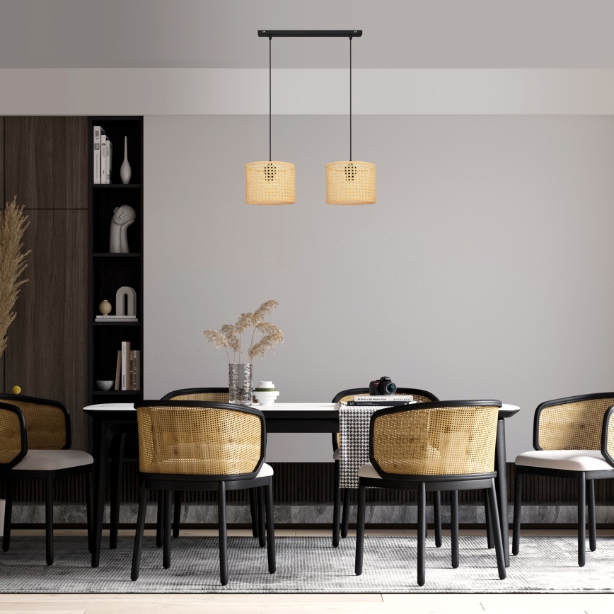 Пендел ALBA 2xE27/15W/230V ратан/черен