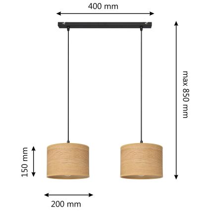 Пендел ALBA 2xE27/15W/230V кафява/черна