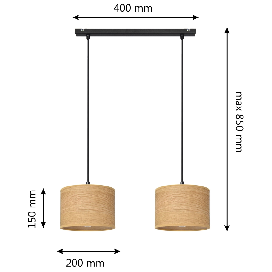 Пендел ALBA 2xE27/15W/230V кафява/черна