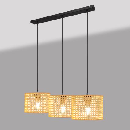 Пендел ALBA 3xE27/15W/230V ратан/черен