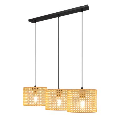 Пендел ALBA 3xE27/15W/230V ратан/черен