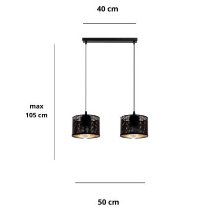 Пендел ALDO 2xE27/60W/230V черен