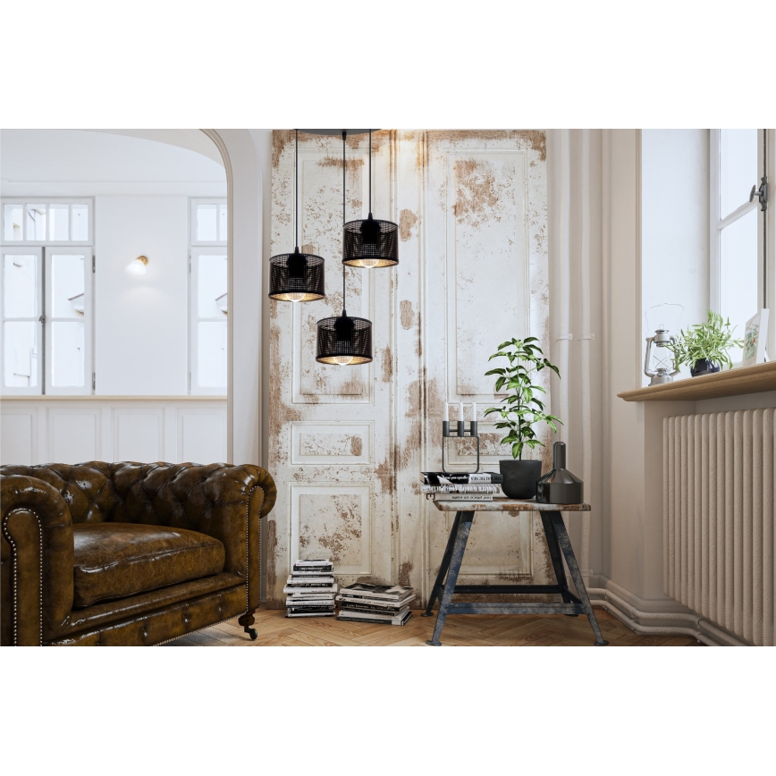 Пендел ALDO 3xE27/60W/230V Ø 40 см черен