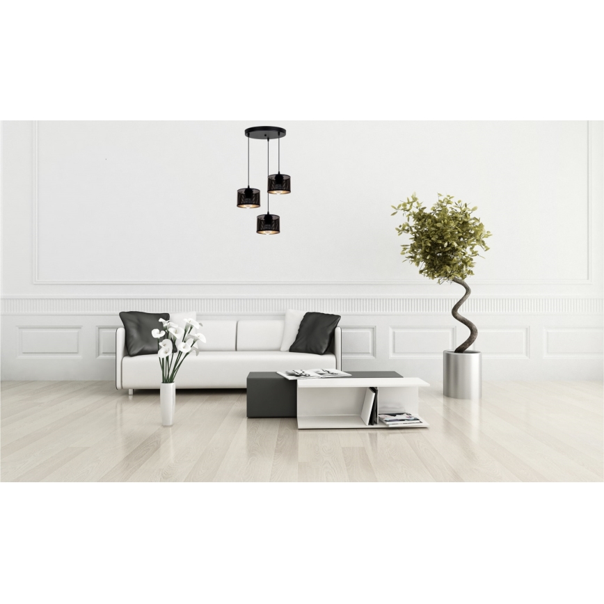 Пендел ALDO 3xE27/60W/230V Ø 40 см черен