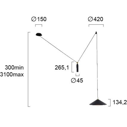 Пендел ALTO на кабел 1xE27/60W/230V, черен
