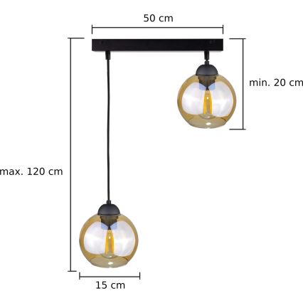 Пендел AMBRE BLACK 2xE27/60W/230V
