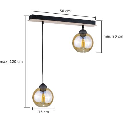 Пендел AMBRE WOOD 2xE27/60W/230V