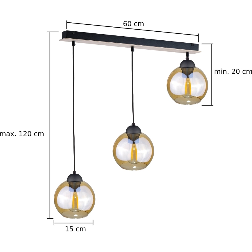 Пендел AMBRE WOOD 3xE27/60W/230V