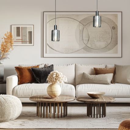 Пендел ARCADIA 1xE27/60W/230V Ø 13 см черен/опушен