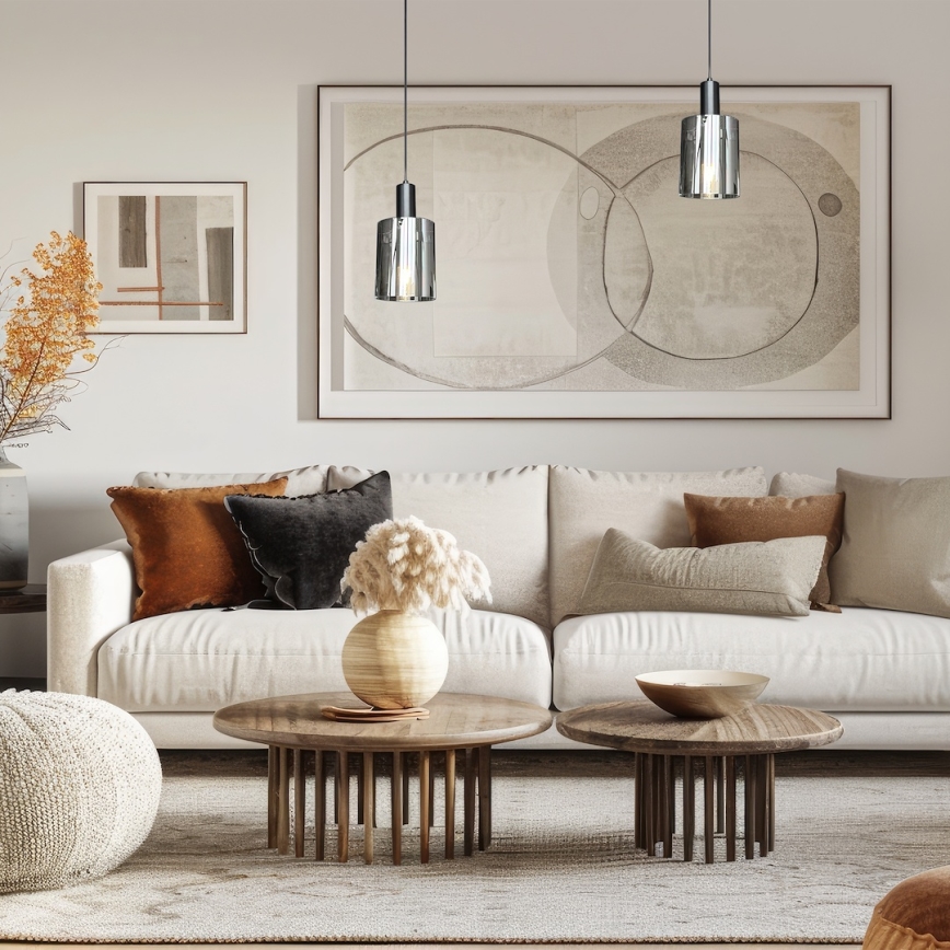 Пендел ARCADIA 1xE27/60W/230V Ø 13 см черен/опушен