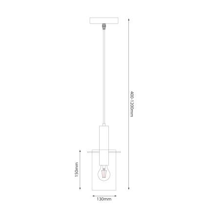 Пендел ARCADIA 1xE27/60W/230V Ø 13 см черен/опушен