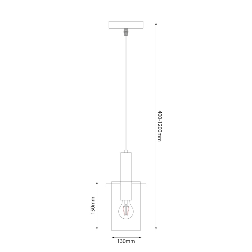 Пендел ARCADIA 1xE27/60W/230V Ø 13 см черен/опушен