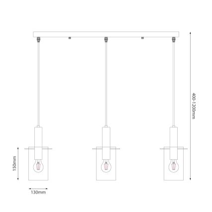 Пендел ARCADIA 3xE27/60W/230V черен/опушен