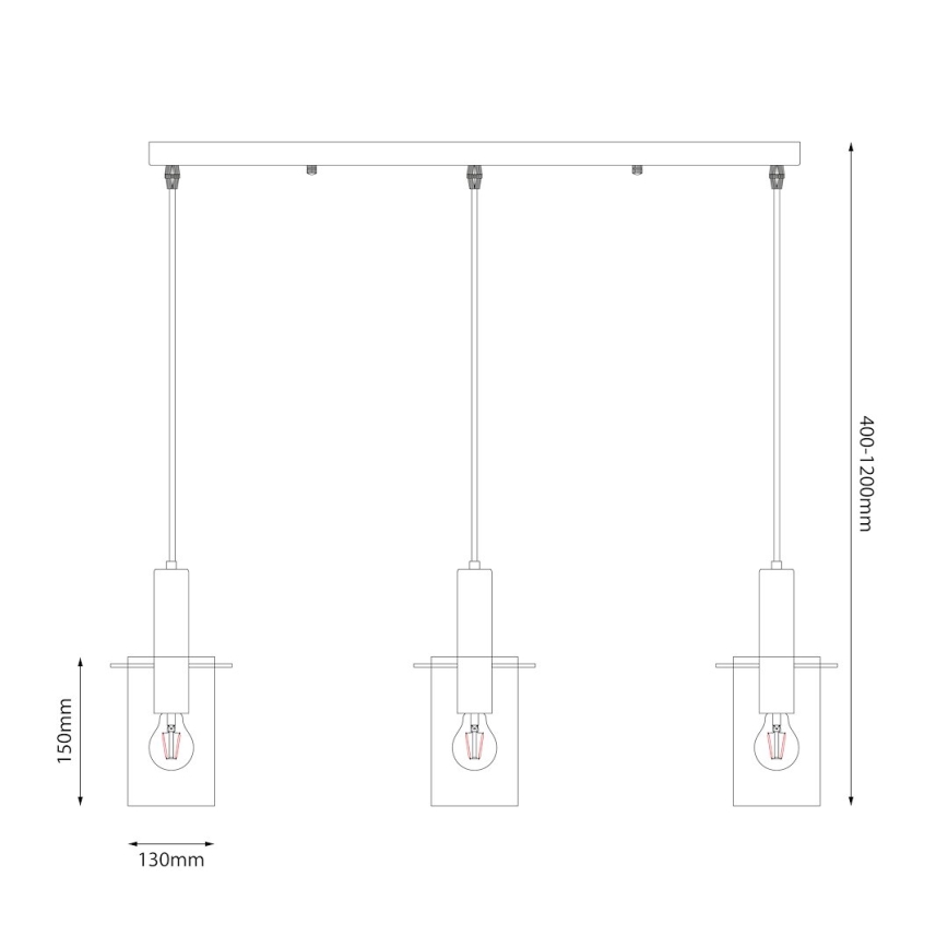 Пендел ARCADIA 3xE27/60W/230V черен/опушен