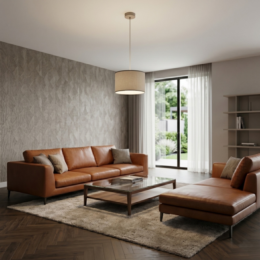 Пендел ARDEN на кабел, 1xE27/15W/230V, диаметър 40 см, бежов