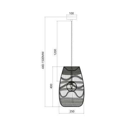 Пендел ARONA 1xG9/9W/230V Ø 25 см ратан/черен