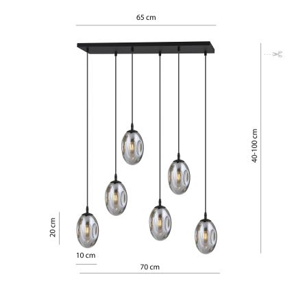 Пендел ASTRAL 6xE14/10W/230V черен/опушен