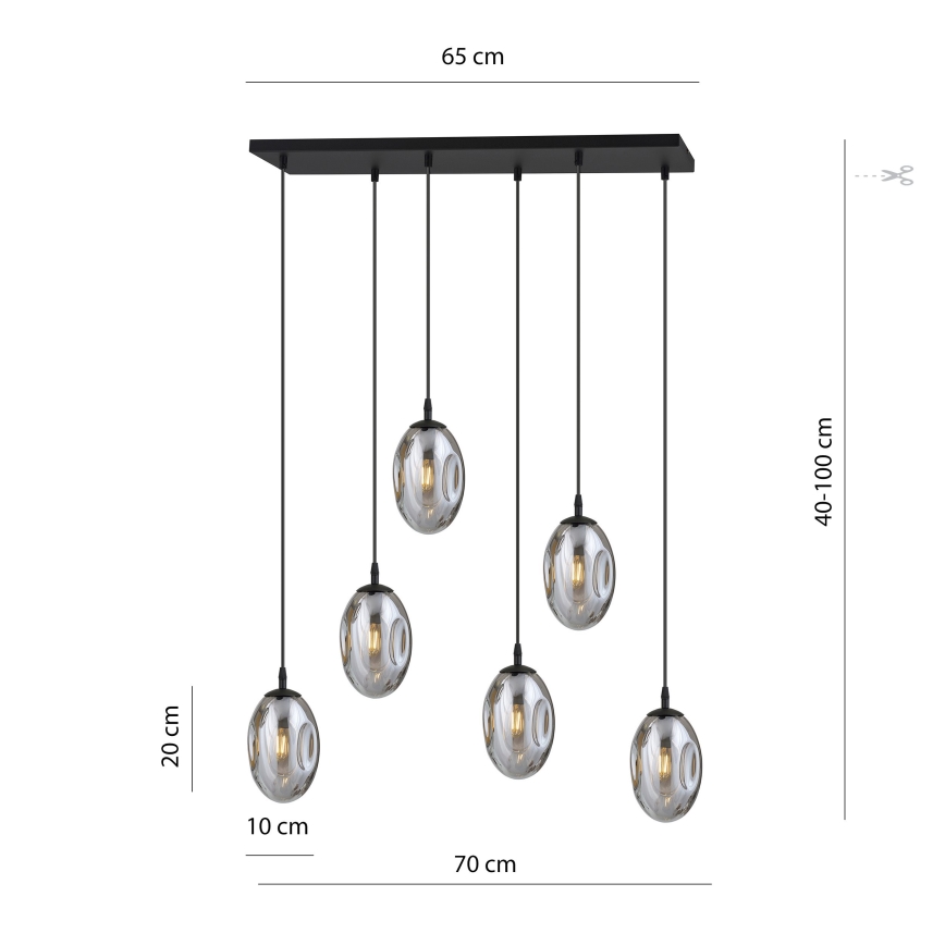 Пендел ASTRAL 6xE14/10W/230V черен/опушен