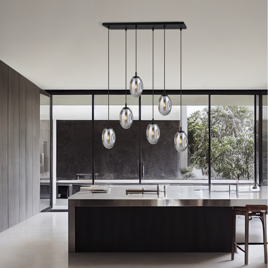 Пендел ASTRAL 6xE14/10W/230V черен/опушен