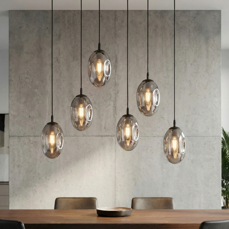 Пендел ASTRAL 6xE14/10W/230V черен/опушен