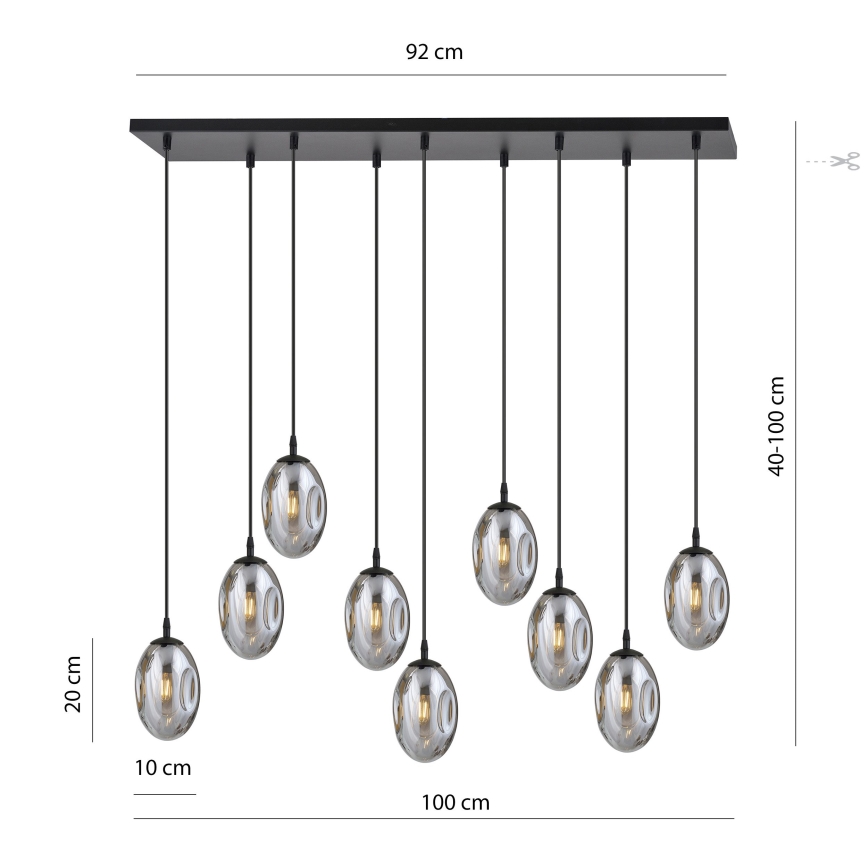 Пендел ASTRAL 9xE14/10W/230V черен/опушен