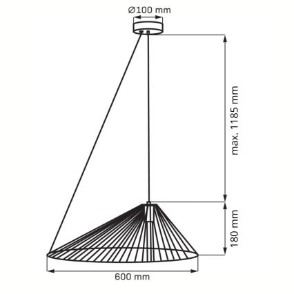 Пендел AURORA 1xE27/20W/230V Ø 60 см черен