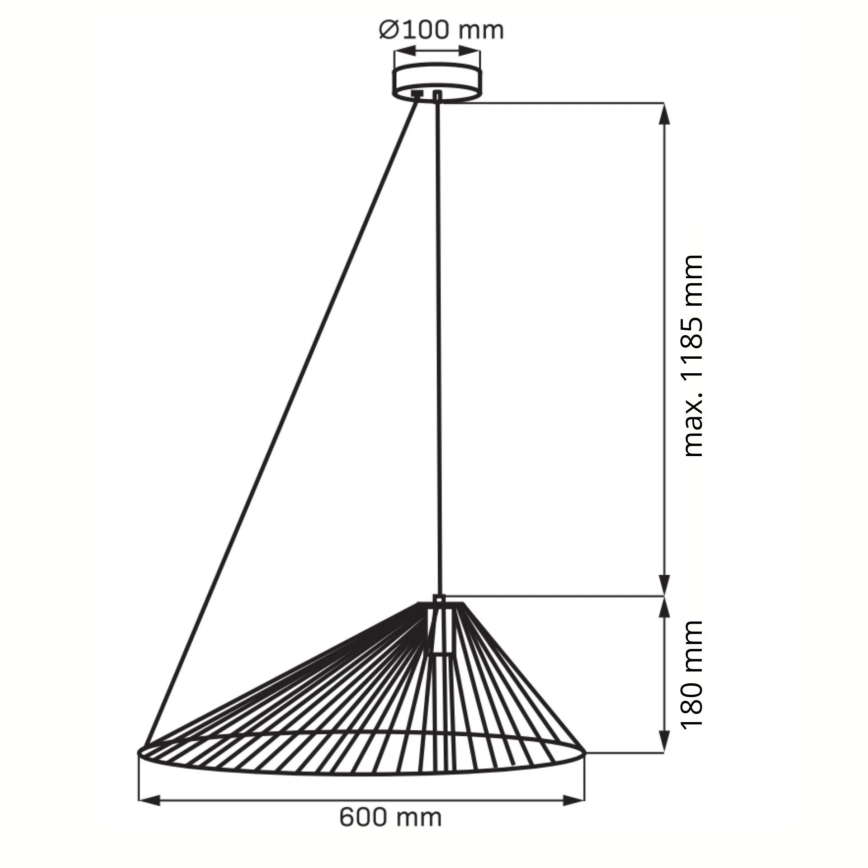 Пендел AURORA 1xE27/20W/230V Ø 60 см черен