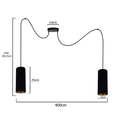 Пендел AVALO 2xE27/60W/230V паяк черен