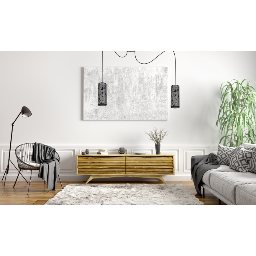 Пендел AVALO 2xE27/60W/230V паяк сив/черен