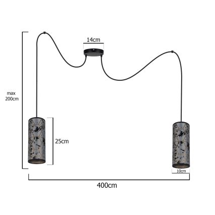 Пендел AVALO 2xE27/60W/230V паяк сив/черен