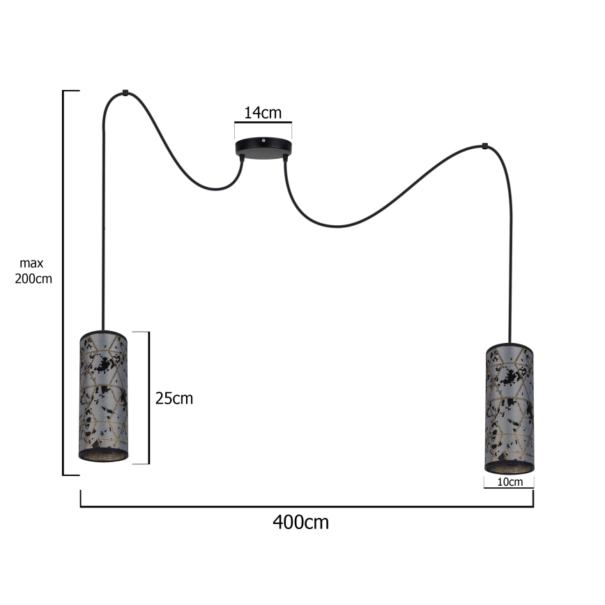 Пендел AVALO 2xE27/60W/230V паяк сив/черен