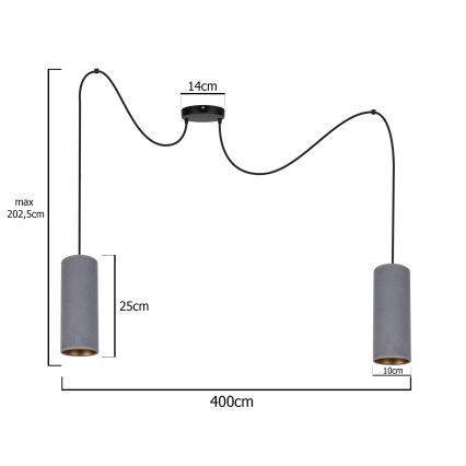 Пендел AVALO 2xE27/60W/230V паяк сив