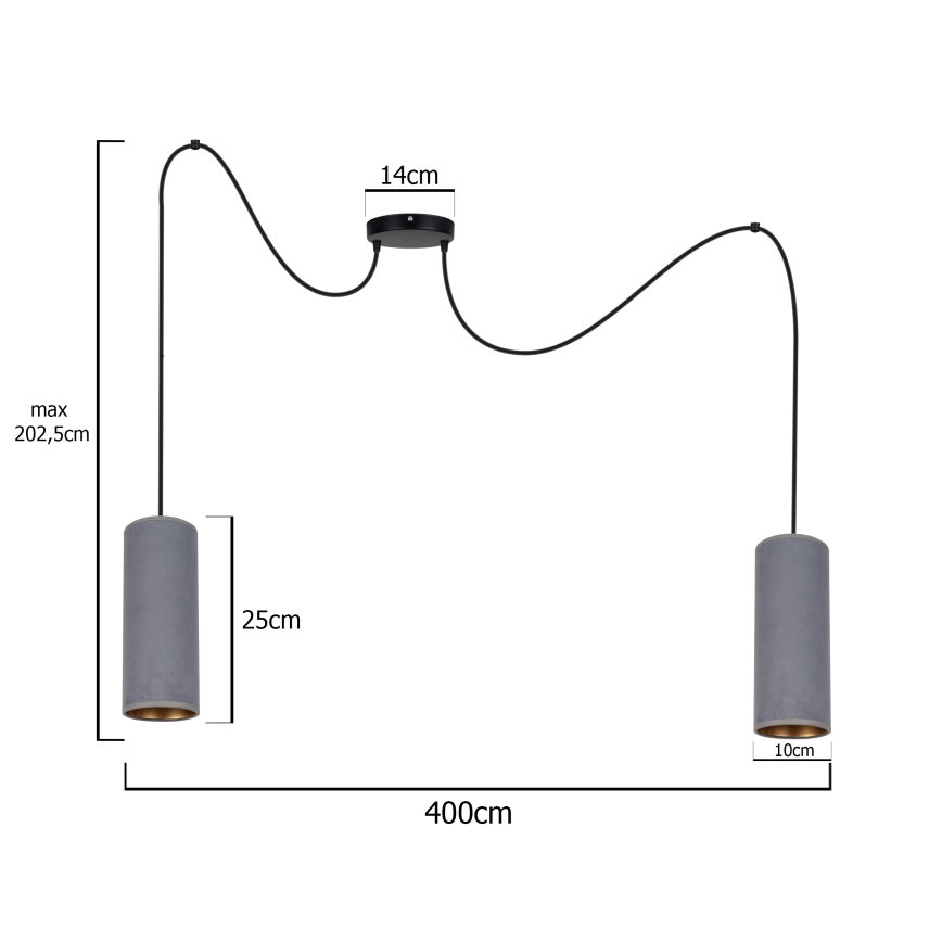 Пендел AVALO 2xE27/60W/230V паяк сив