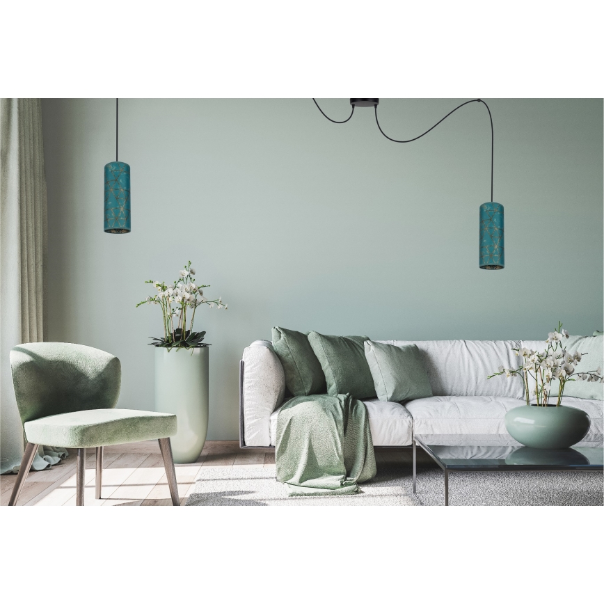 Пендел AVALO 2xE27/60W/230V паяк тюркоаз/златист