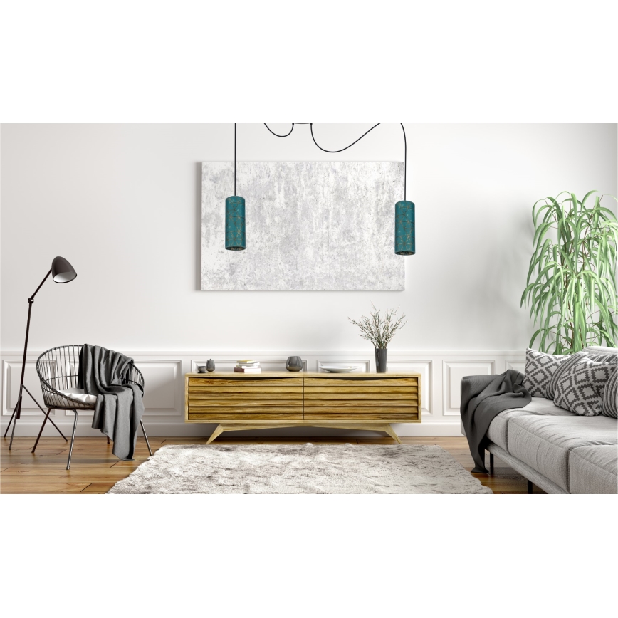 Пендел AVALO 2xE27/60W/230V паяк тюркоаз/златист